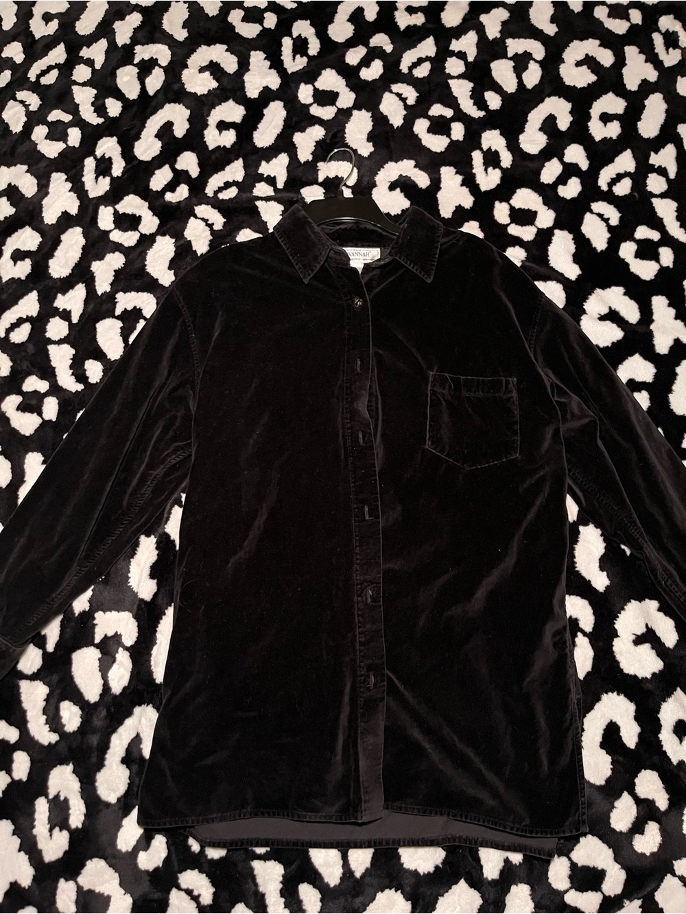 Savannah Black Cotton Top with Classic Collar